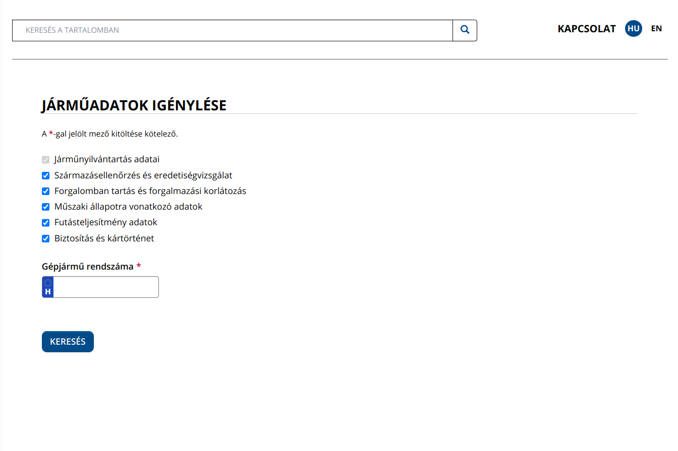 Jármű ellenőrzés képernyőkép